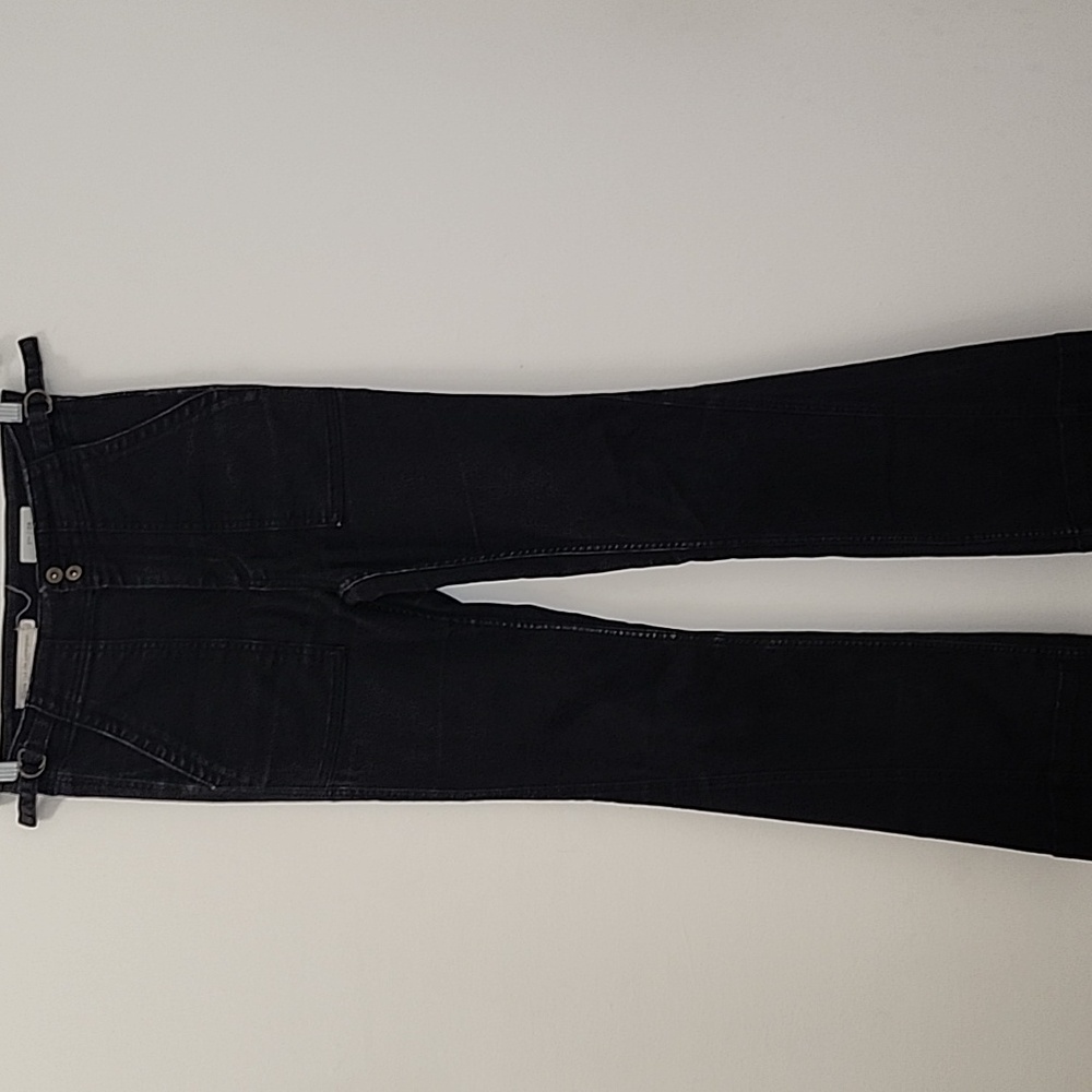 Anthropologie  Patch Pocket Pilcro The Icon Wide Leg Flare Jeans Black  28 - Picture 4 of 16